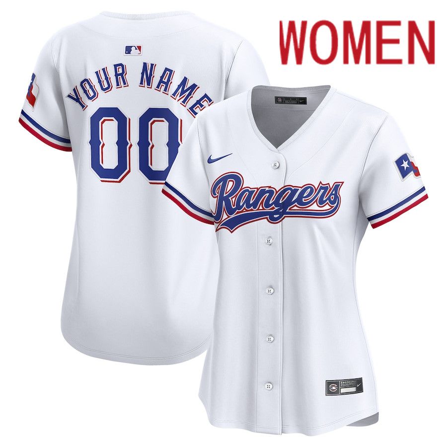 Women Texas Rangers Nike White Home Limited Custom MLB Jersey->chicago bears->NFL Jersey